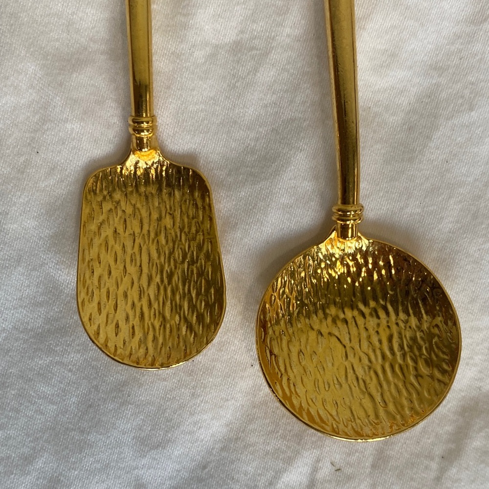 Vintage Cécile Gold-Plated Serving Spoons with Floral Porcelain Handles – 1970s - Picture 7 of 11